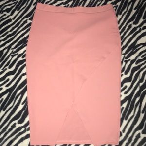 Blush pink skirt with asymmetrical design